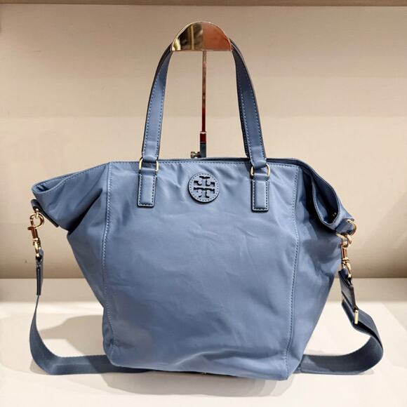 Tory Burch Tilda Nylon Shoulder Tote Bag with Detachable Long Strap Blue - Picture 2 of 13